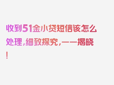 收到51金小贷短信该怎么处理，细致探究，一一揭晓！