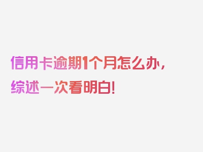 信用卡逾期1个月怎么办，综述一次看明白！