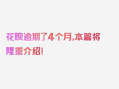 花呗逾期了4个月，本篇将隆重介绍!