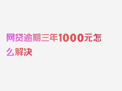 网贷逾期三年1000元怎么解决