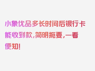 小象优品多长时间后银行卡能收到款，简明扼要，一看便知！