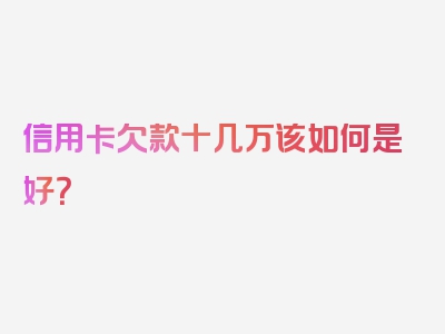 信用卡欠款十几万该如何是好？