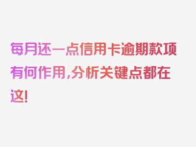 每月还一点信用卡逾期款项有何作用，分析关键点都在这！