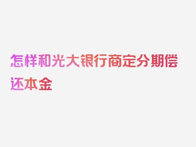 怎样和光大银行商定分期偿还本金