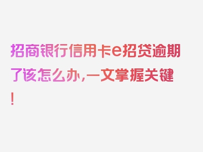 招商银行信用卡e招贷逾期了该怎么办，一文掌握关键！