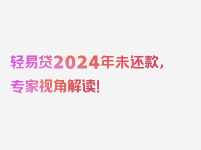 轻易贷2024年未还款，专家视角解读！