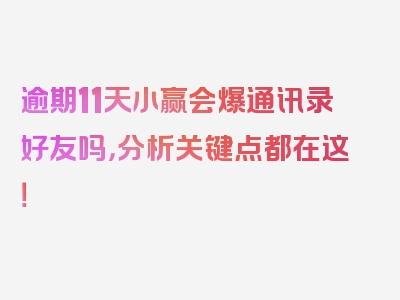 逾期11天小赢会爆通讯录好友吗，分析关键点都在这！