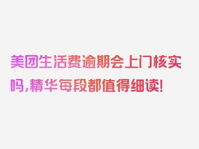 美团生活费逾期会上门核实吗，精华每段都值得细读！