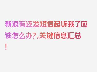 新浪有还发短信起诉我了应该怎么办?，关键信息汇总！