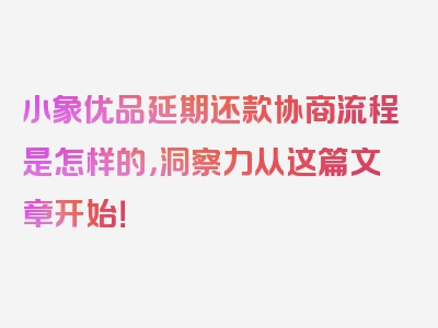 小象优品延期还款协商流程是怎样的，洞察力从这篇文章开始！