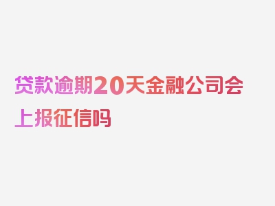 贷款逾期20天金融公司会上报征信吗