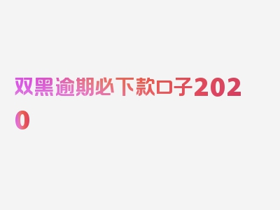 双黑逾期必下款口子2020