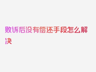 败诉后没有偿还手段怎么解决