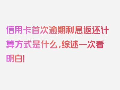 信用卡首次逾期利息返还计算方式是什么，综述一次看明白！