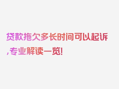 贷款拖欠多长时间可以起诉，专业解读一览！