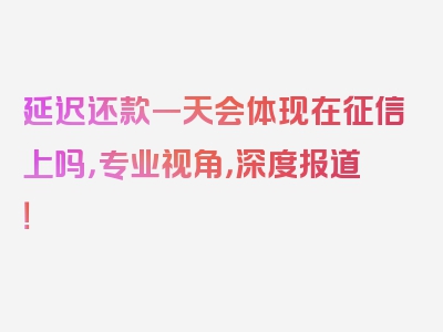 延迟还款一天会体现在征信上吗，专业视角，深度报道！