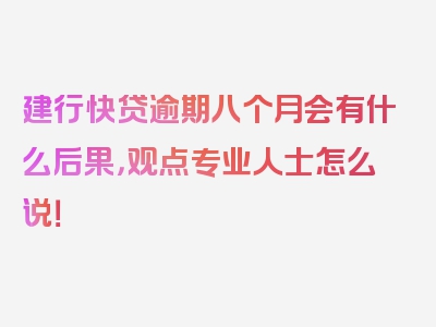 建行快贷逾期八个月会有什么后果，观点专业人士怎么说！