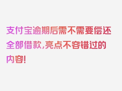 支付宝逾期后需不需要偿还全部借款，亮点不容错过的内容！