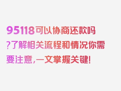 95118可以协商还款吗?了解相关流程和情况你需要注意，一文掌握关键！