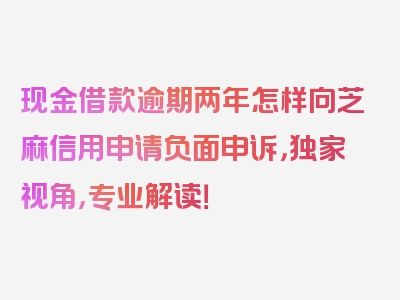 现金借款逾期两年怎样向芝麻信用申请负面申诉，独家视角，专业解读！