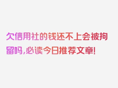 欠信用社的钱还不上会被拘留吗，必读今日推荐文章！