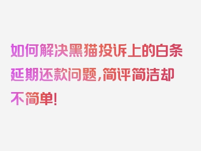 如何解决黑猫投诉上的白条延期还款问题，简评简洁却不简单！