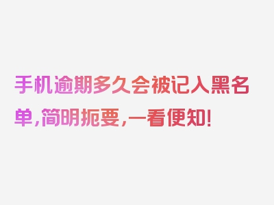 手机逾期多久会被记入黑名单，简明扼要，一看便知！