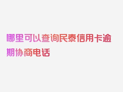 哪里可以查询民泰信用卡逾期协商电话