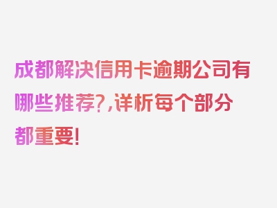 成都解决信用卡逾期公司有哪些推荐?，详析每个部分都重要！