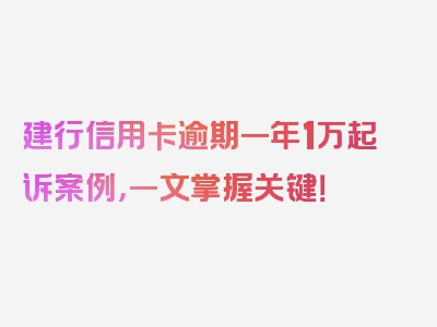 建行信用卡逾期一年1万起诉案例，一文掌握关键！