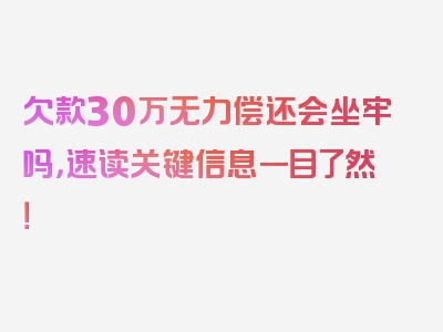 欠款30万无力偿还会坐牢吗，速读关键信息一目了然！