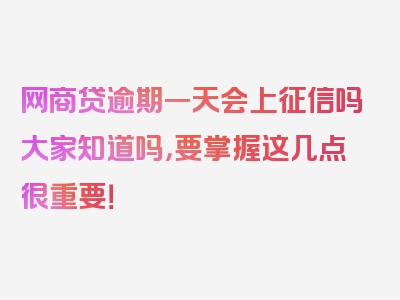 网商贷逾期一天会上征信吗大家知道吗，要掌握这几点很重要！