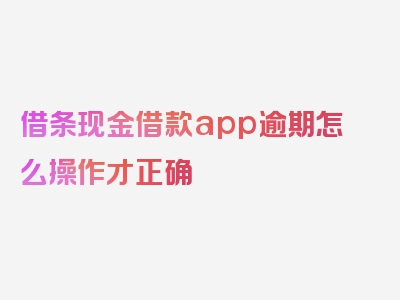 借条现金借款app逾期怎么操作才正确