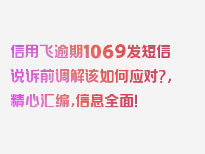 信用飞逾期1069发短信说诉前调解该如何应对?，精心汇编，信息全面！