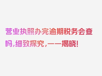 营业执照办完逾期税务会查吗，细致探究，一一揭晓！