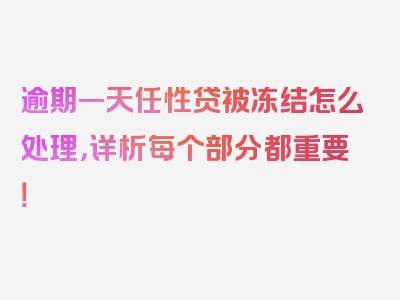 逾期一天任性贷被冻结怎么处理，详析每个部分都重要！