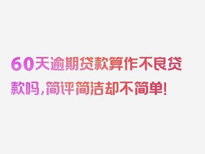 60天逾期贷款算作不良贷款吗，简评简洁却不简单！