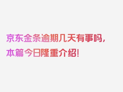 京东金条逾期几天有事吗，本篇今日隆重介绍!