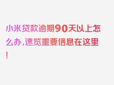 小米贷款逾期90天以上怎么办，速览重要信息在这里！