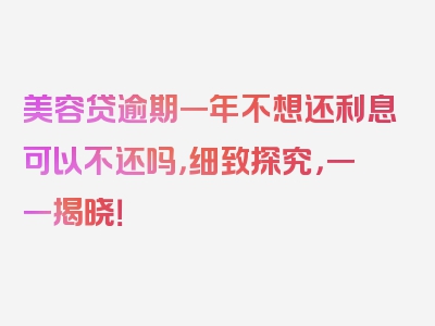 美容贷逾期一年不想还利息可以不还吗，细致探究，一一揭晓！