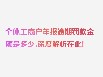 个体工商户年报逾期罚款金额是多少，深度解析在此！