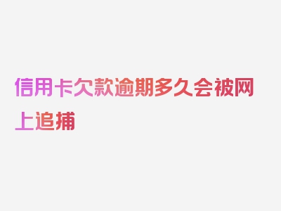 信用卡欠款逾期多久会被网上追捕