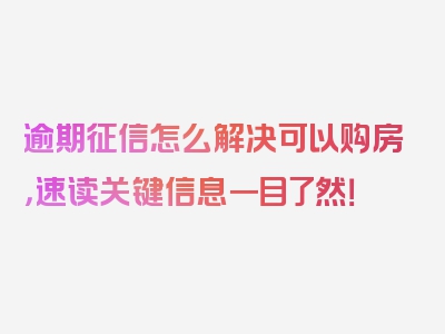 逾期征信怎么解决可以购房，速读关键信息一目了然！