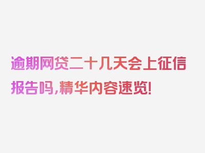 逾期网贷二十几天会上征信报告吗，精华内容速览！