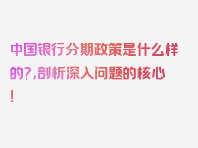 中国银行分期政策是什么样的?，剖析深入问题的核心！