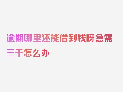 逾期哪里还能借到钱呀急需三千怎么办