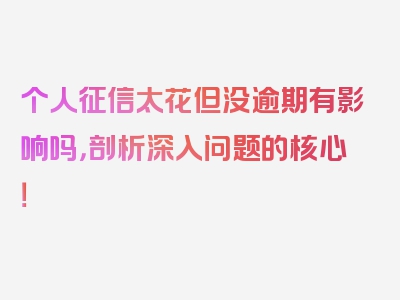 个人征信太花但没逾期有影响吗，剖析深入问题的核心！