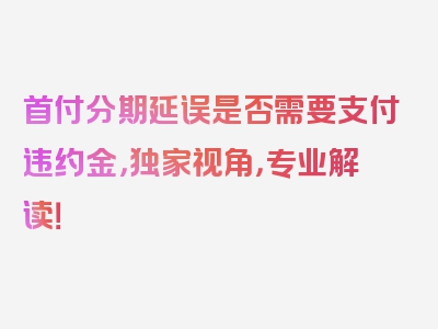 首付分期延误是否需要支付违约金，独家视角，专业解读！