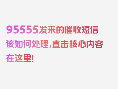 95555发来的催收短信该如何处理，直击核心内容在这里！