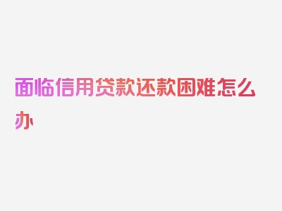 面临信用贷款还款困难怎么办